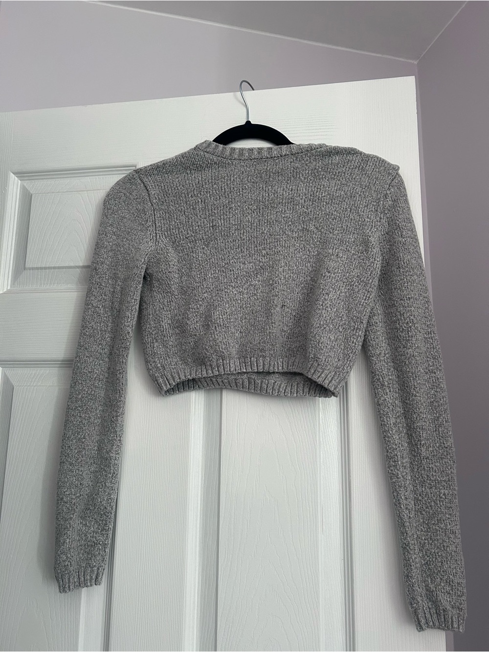 Cropped Garage Gray Knit Crewneck Sweater